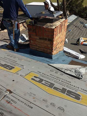 After the tear-off and decking are sound, we lay a synthetic underlayment on top of the roofing. This helps hold the integrity of the decking if damage occurs.