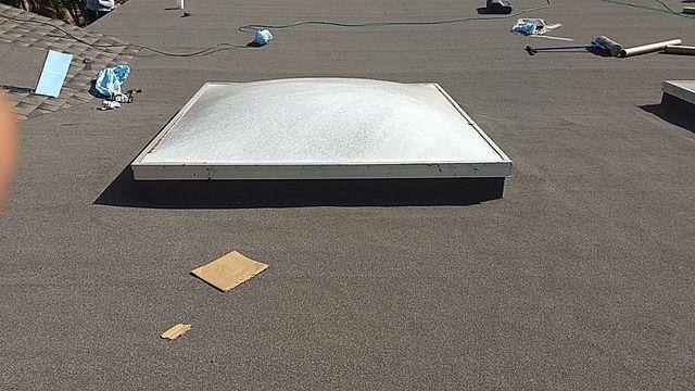 This is where we applied Mule-Hide SA Nail Base and Mule-Hide SA App Cap Sheet for the low slope/flat sections.