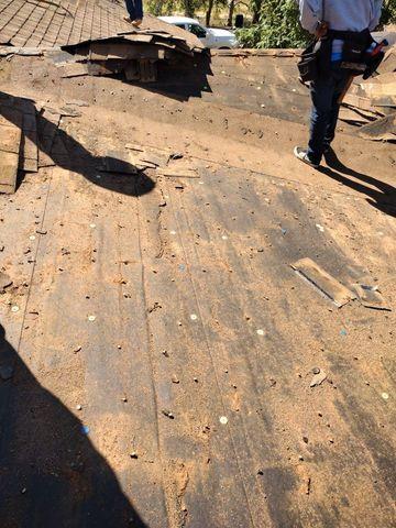 Tear-off of the old roof.