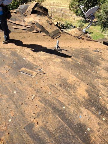 Tear-off of the old roof.