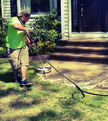 Power Washing Cement Walkway