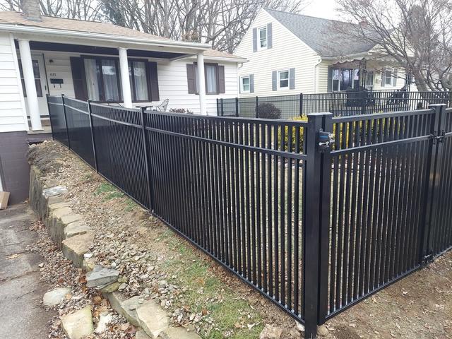 4' Classic Black Commercial Grade, Flush Bottom, Double Picket Aluminum Fence