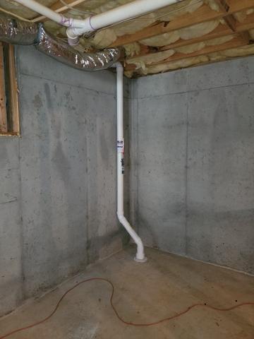 Basement after radon mitigation installation.