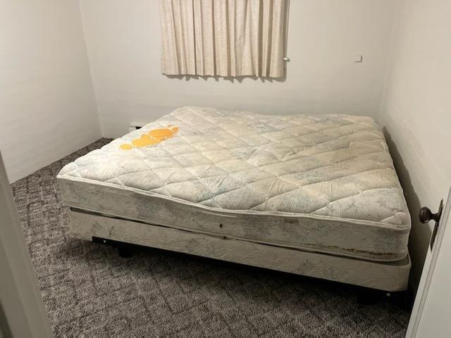 Mattress, Box Spring, and Bed Frame to be removed.
