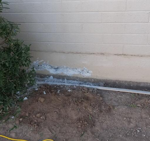Signs of Corrosion Problems in a Concrete Stem Wall: Flaking Paint
