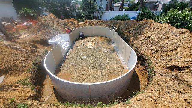 Semi-In Ground Pool Installation in Hazlet, NJ