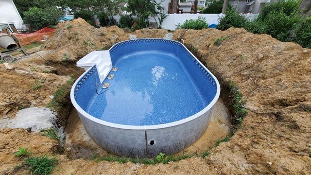 Semi-In Ground Pool Installation in Hazlet, NJ