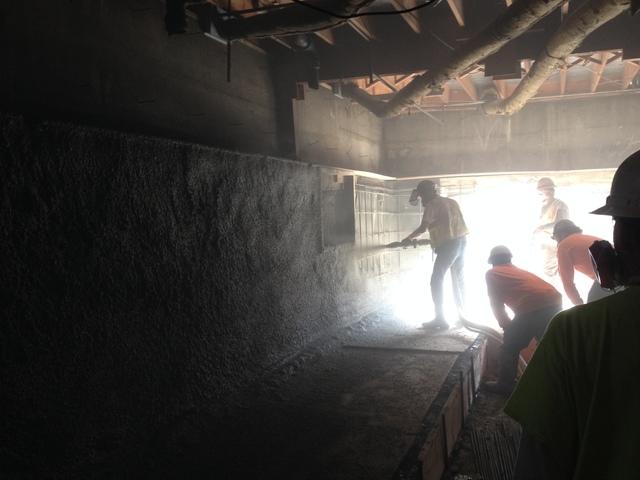 Spraying shotcrete on new basement under the house Reno, NV 89503