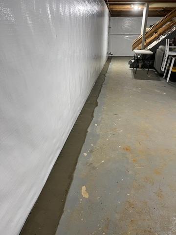 WaterGuard is installed below the floor slab and rests on top of the foundation footing to be kept out of the mud zone.