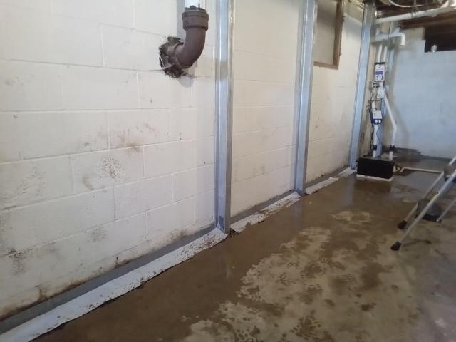 Basement Waterproofing and Wall Stabilization in Progress