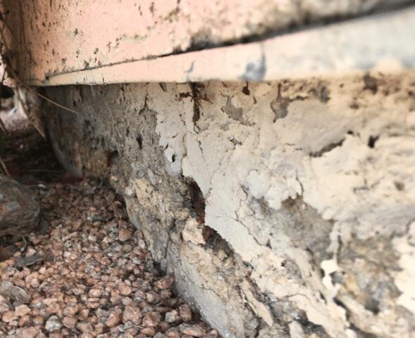 Sings of Corrosion in Stem Wall: Flaking Paint