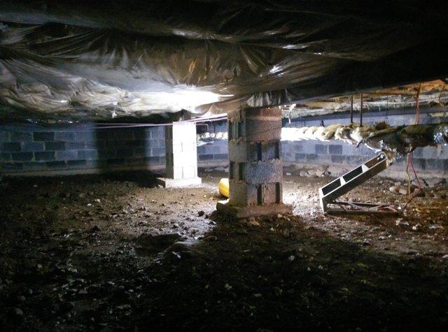 Dirt crawlspace, in need or our encapsulation system.