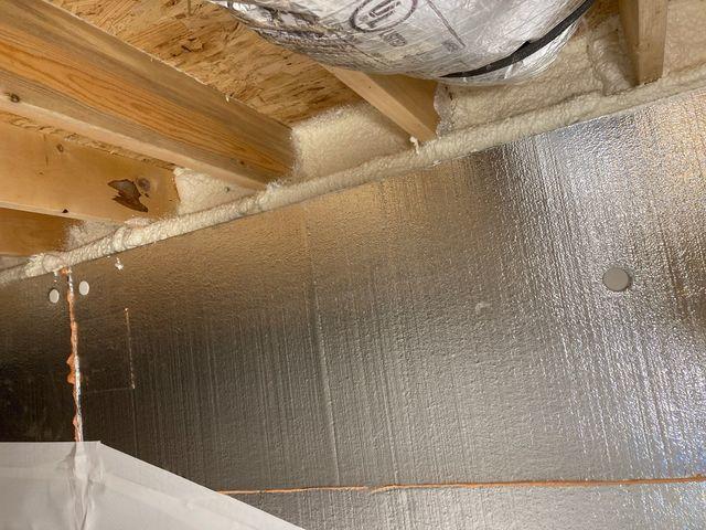 SilverGlo panels and rim joists are sealed up with spray foam.