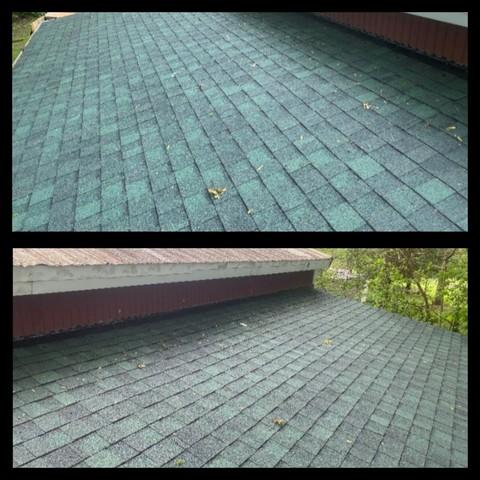 <p>We installed a hunter-green asphalt GAF shingled roof.</p>