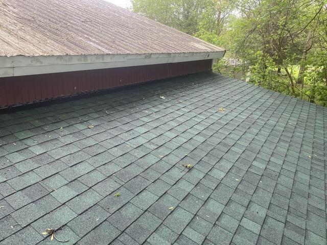 The left side of the roof is complete