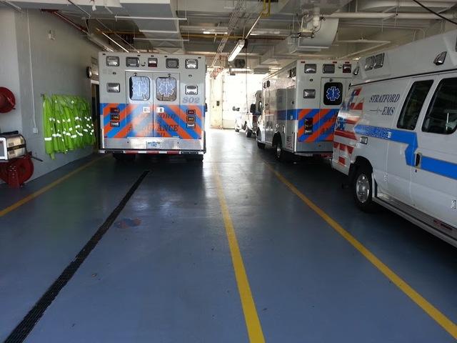 <p>Newly completed floor, with safety lines for the vehicles and maintenance staff in Stratford, CT.</p>