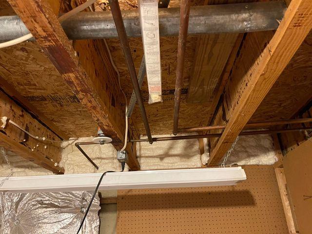 Rim Joist sealed with spray foam