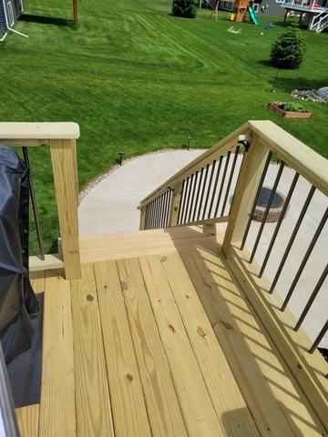 Treated wood stairs
