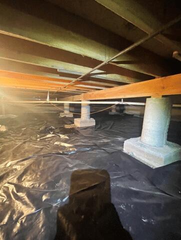 The support beams of this home had moisture locked in them, causing them to sag. This in turn caused the floors of the home's main floor to sag as well.