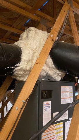 HVAC ducts sealed with spray foam