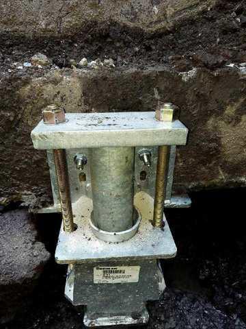 Our helical piers are mounted directly to the footing of the foundation.