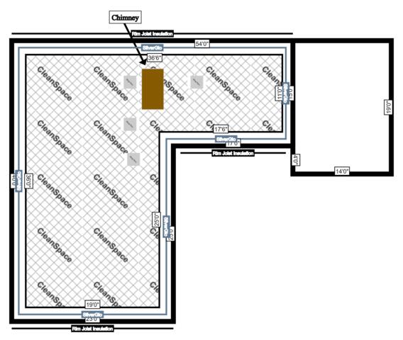 Before starting on the actual project, workers create blueprints to plan and decide where the cleanspace, SilverGlo, and rimjoist will go in the future.