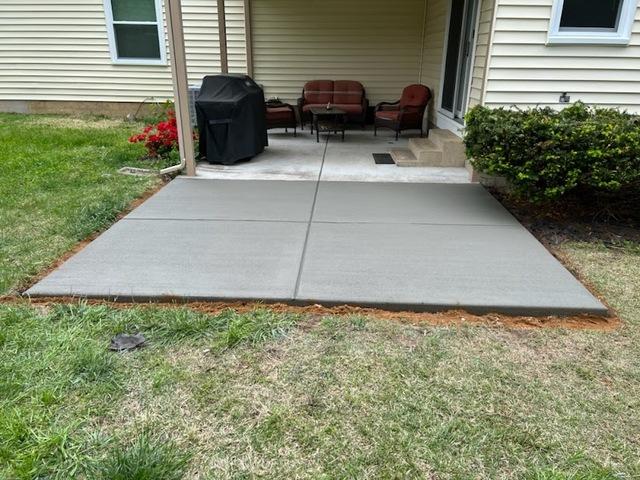 The new concrete patio