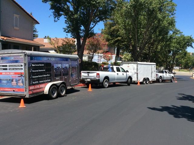 Our crews set up their trucks near the area of work.