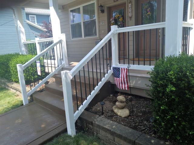 White 36" Superior T with Black Aluminum Balusters Vinyl Railing