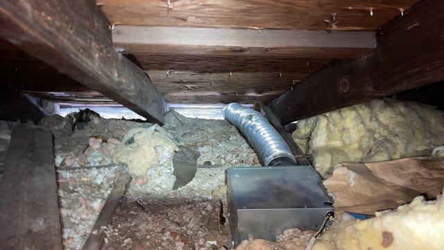 Old insulation and exposed outside air