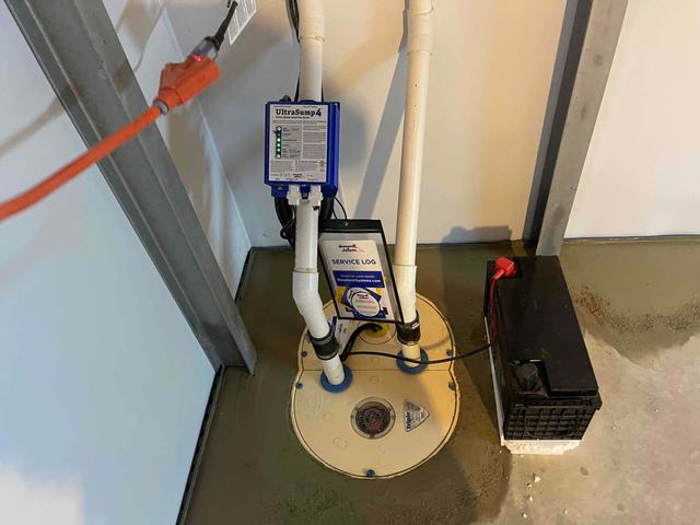 A TripleSafe sump pump was installed to keep the basement dry