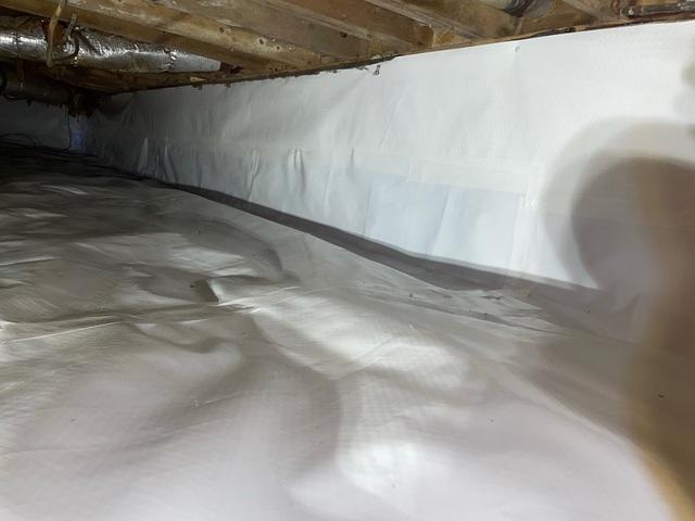 Our vapor barrier is a heavy 20 mil thick, 7 layer blend of high density puncture resistant material that is fitted and installed throughout the entire crawl space of your home.