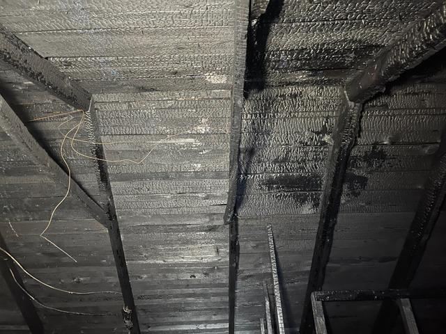 Aftermath of damage done due to an electrical attic fire