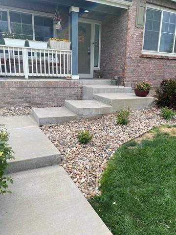 From this side view, you can really see how the PolyLevel lifts the steps back into place! There are small holes drilled in the concrete to inject the foam in, it expands and lifts the concrete back to where it belongs. The holes are then filled in after like they were never there!