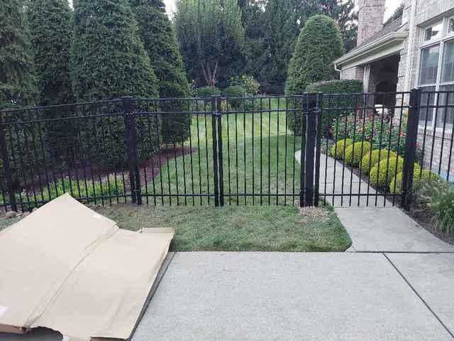5' Classic, 3 Rail, Picket Through Bottom Rail, Residential Grade Black Aluminum Fence / (2) 4' Gates / (1) 8' Double Gate