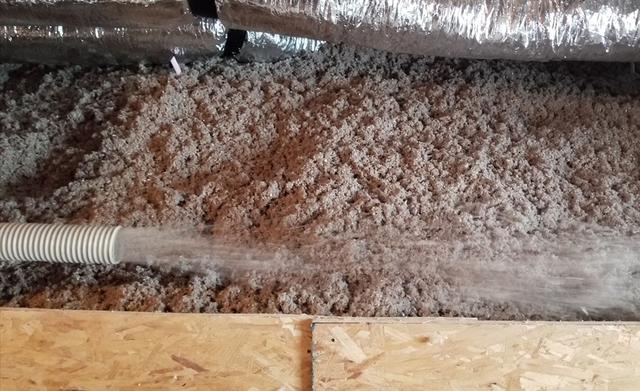 Spraying TruSoft Insulation Evenly In The ATTIC