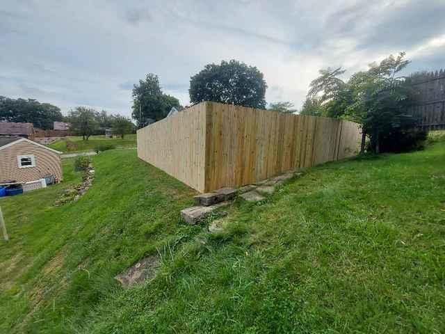 6' Privacy Pressure Treated Wood Natural Wood Fence / (1) 4' gate