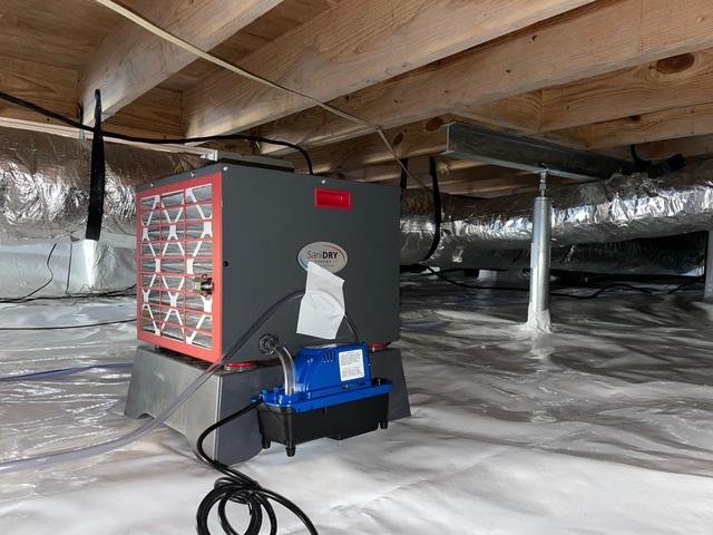 SaniDry Sedona Dehumidifier in Crawl Space