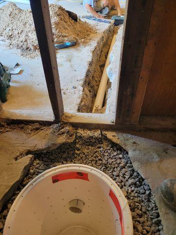 After the floor darains are installed, the water is drained to sump system.