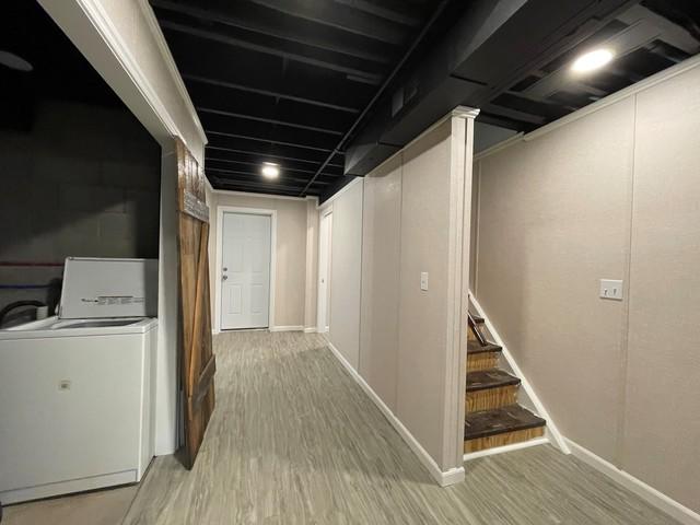 Basement Entrance, Hallway, and utility closet