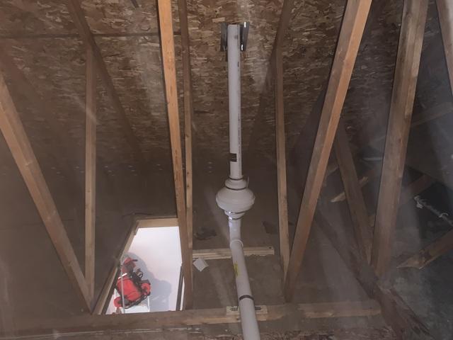 Radon Reduction Fan in Garage Attic