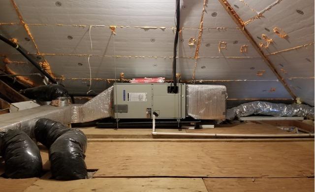 The rest of the attic is properly insulated with our Foamax rigid insulation panels, the rim joists are spray foamed, and our orange ZypFoam sealant is used to seal the rest of the gaps or seems.