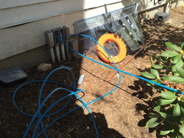 Wiring for the speakers and subwoofer from the pool house. 