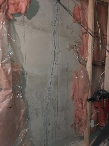 We then put a flexible sealant into the crack. This is the first line of defense for the leaking crack.