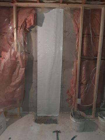 The last membrane is a 14 mil thick liner that gets fastened to the wall and sealed on the edges.