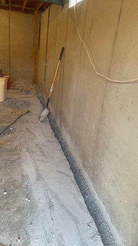 Basement Waterproofing In Progress