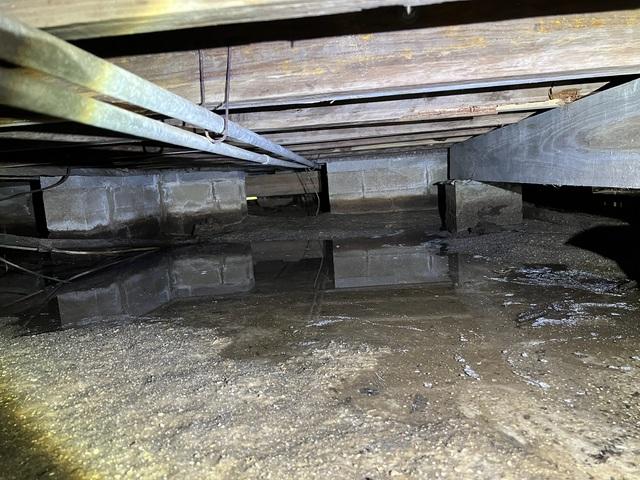 The crawlspace under this St. Petersburg home was so large that it required multiple pumps and dehumidifiers to remove the water and keep the area dry.