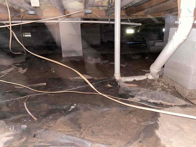 This crawl space was wet and had moisture issues that were concerning the homeowner.