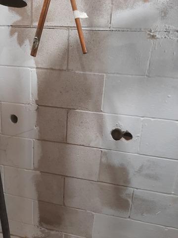 Wall is ground clean and the blocks are filled