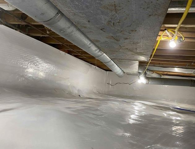 Our CleanSpace vapor barrier seals moisture from passing through the crawl space ground and walls